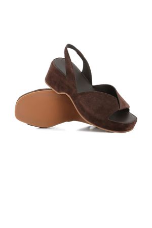 Sandali slingback in pelle scamosciata caffè DEL CARLO | 11730CAFFE